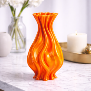 Large 8-Inch Flame Vase – Sculptural Statement Decor with Flowing Flame-Inspired Form – 3D Printed
