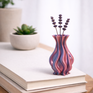 Small 4-Inch Flame Vase – Sculptural Accent Decor with Flowing Organic Form – 3D Printed