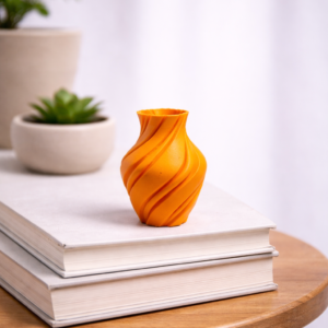 Small 4-Inch Groove Spiral Vase – Decorative Accent with Soft Curved Form – 3D Printed