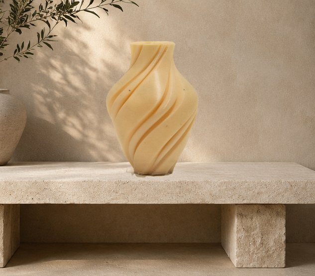 beige Groove Spiral Vase