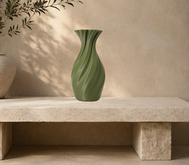Dark OLive Classic Spiral Vase