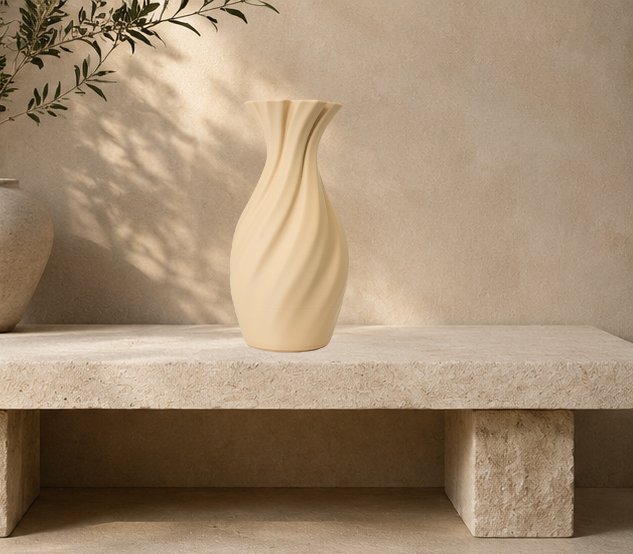 Beige Classic Spiral Vase