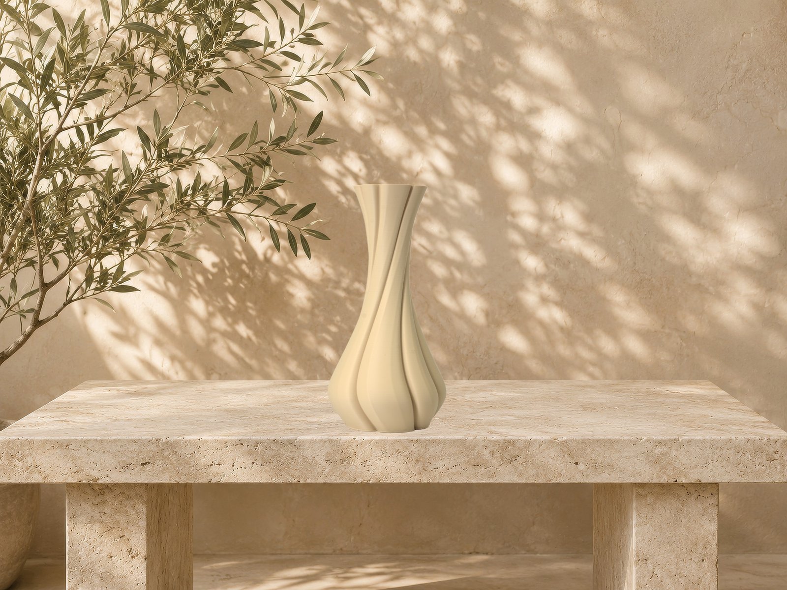Tan Modern Spiral Vase